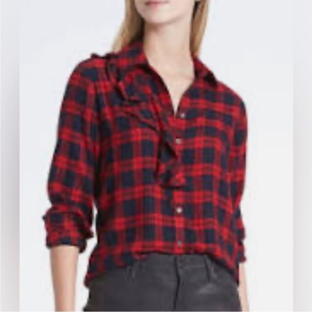 Banana Republic Red and Black Checkered Button Down Shirt